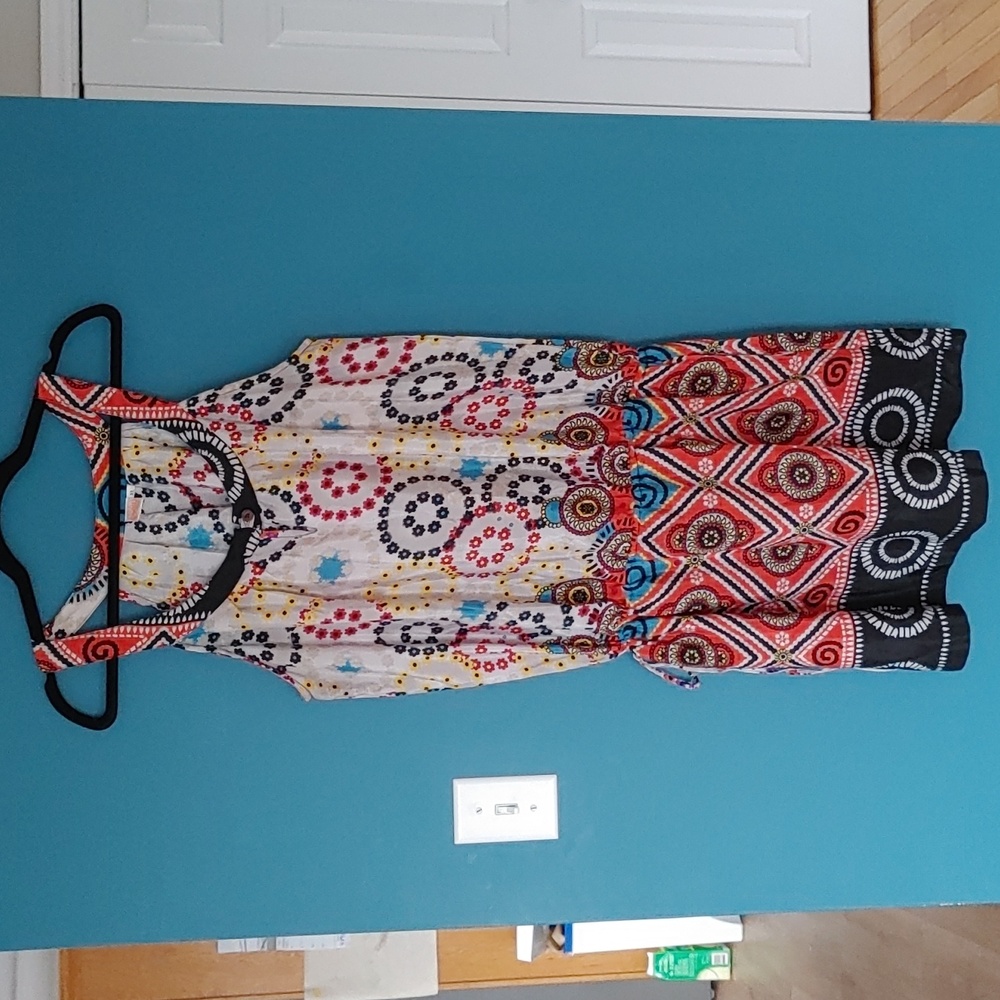 Guru Abstract Print Sleeveless Dress with Pockets Size XL
